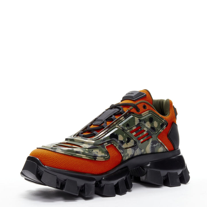 rare PRADA Cloudbust Thunder orange green camo sneaker UK9.5 EU43.5