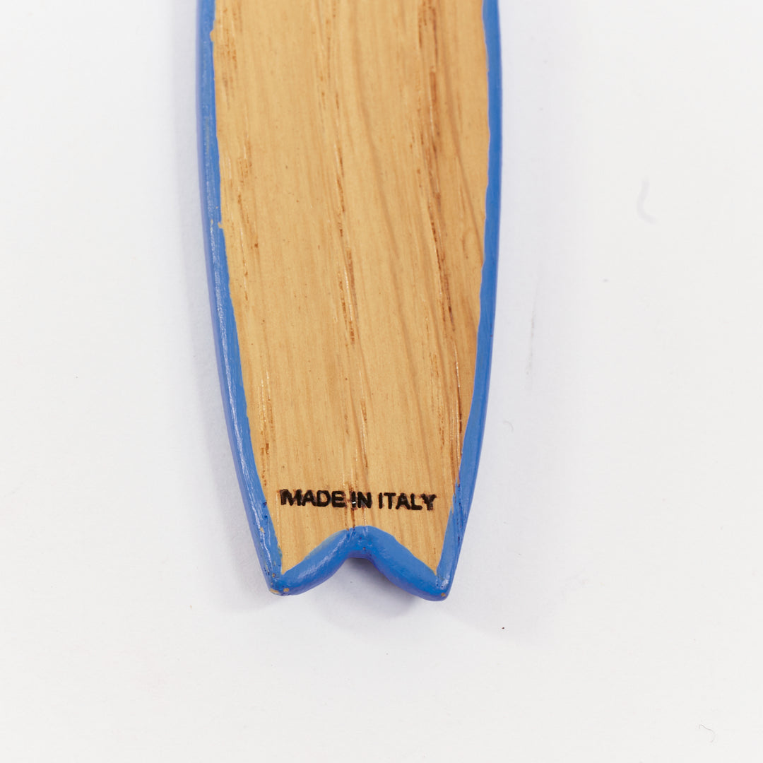 SAINT LAURENT 2022 Surf Keyring surfboard light brown oak wood blue bag charm