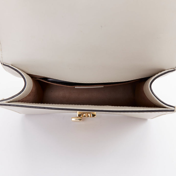 GUCCI Small Sylvie white calf leather navy red web stripe chain shoulder bag