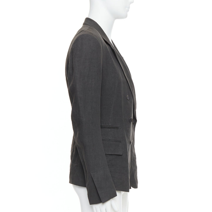 HAIDER ACKERMANN 100% linen grey double breasted blazer jacket S