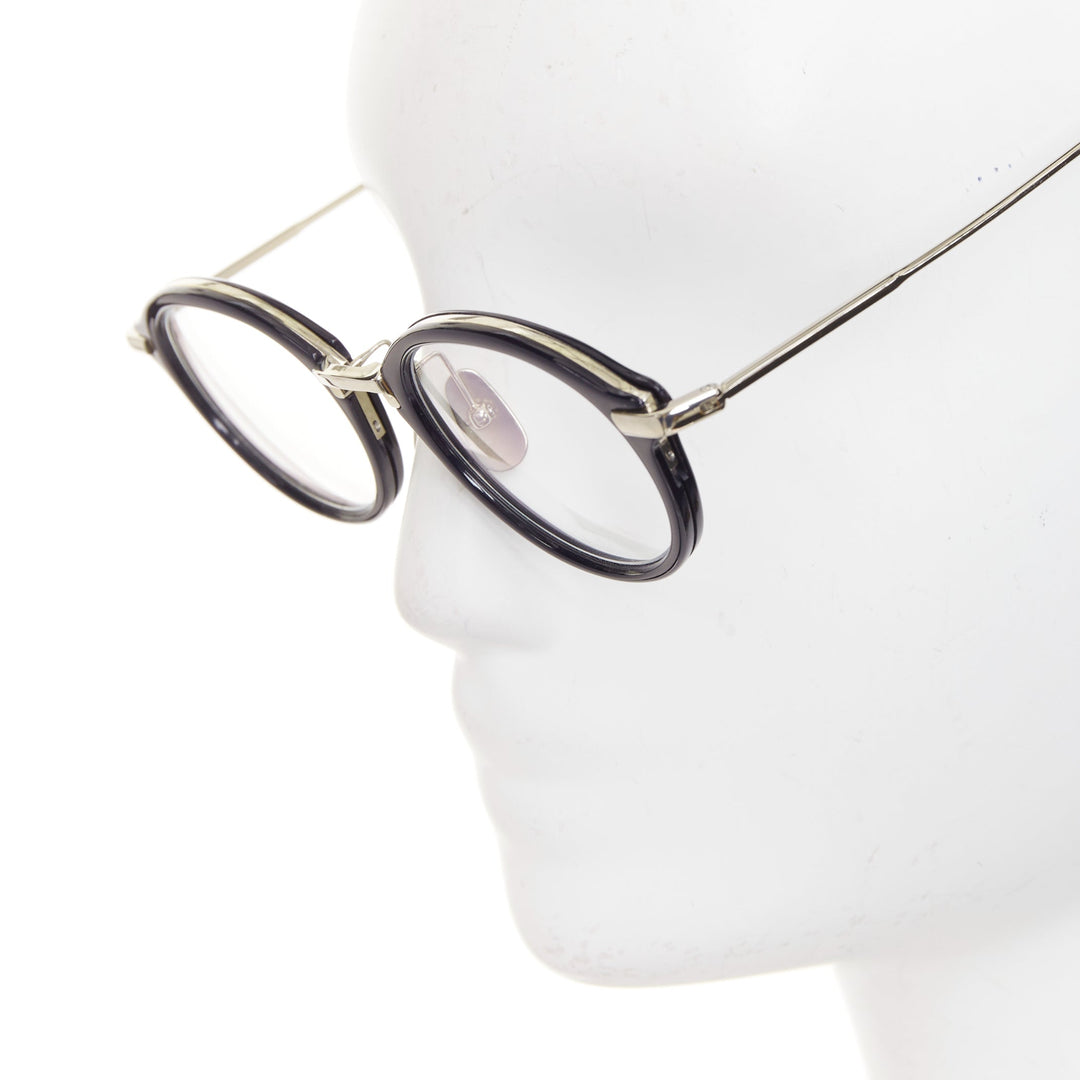 THOM BROWNE TB-011-H-NVY-SL-V-49 navy acetate silver metal optical glasses 49mm