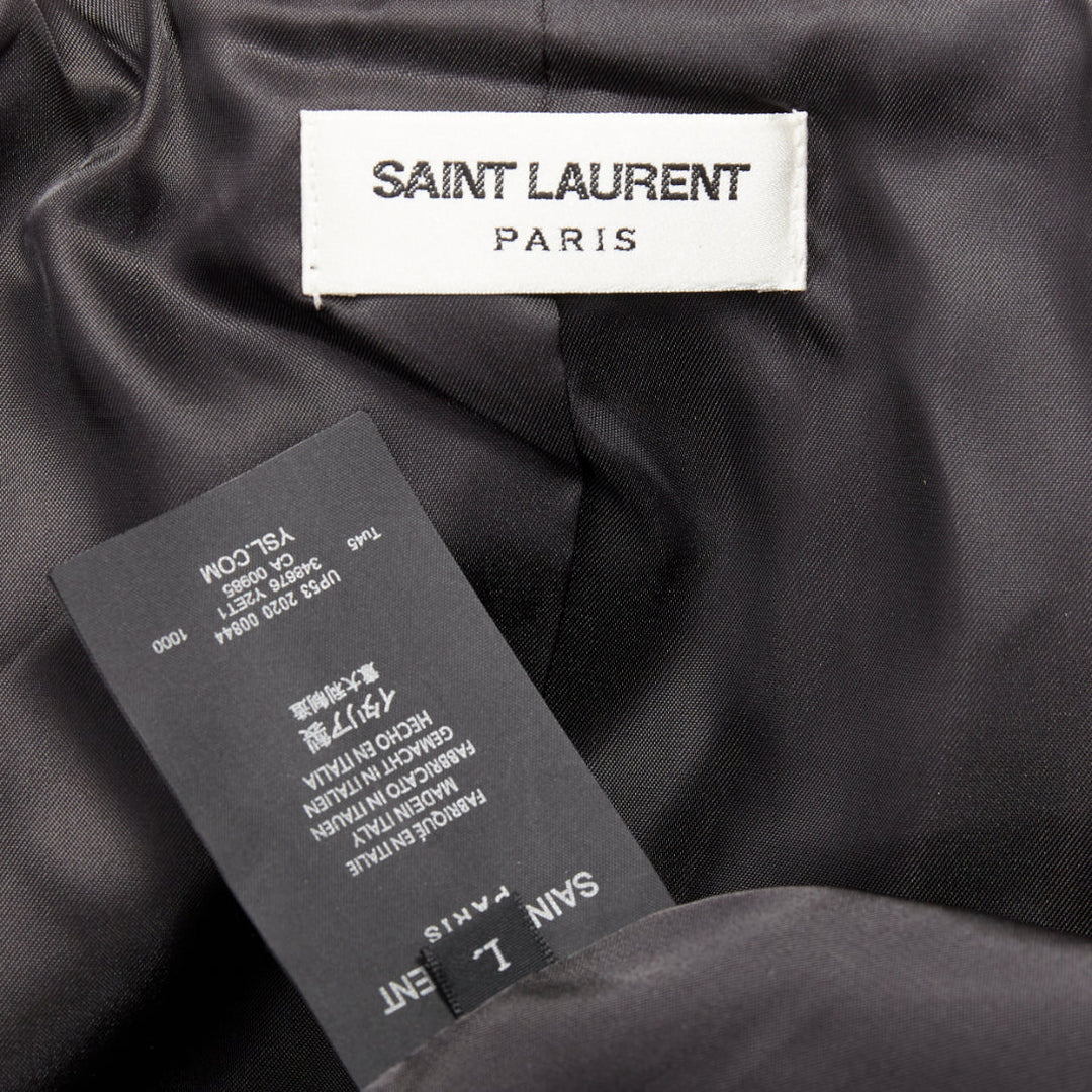 SAINT LAURENT 2020 black sheepskin leather pocketed flight jacket L