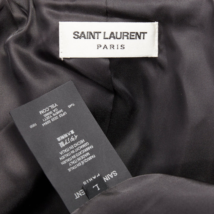 SAINT LAURENT 2020 black sheepskin leather pocketed flight jacket L