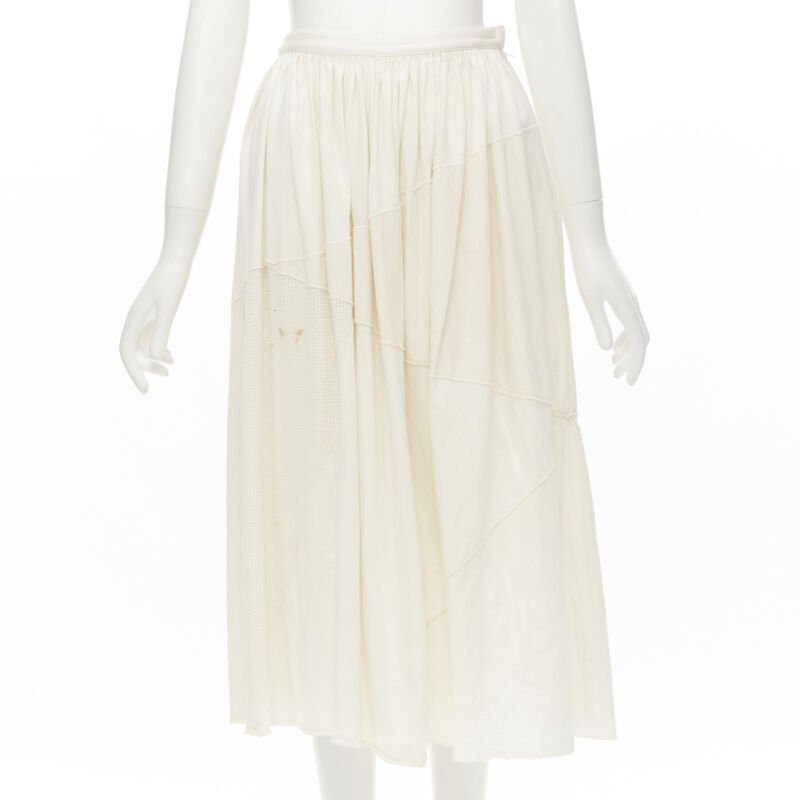 COMME DES GARCONS TRICOT Vintage raw cotton patchwork trapeze top midi skirt
