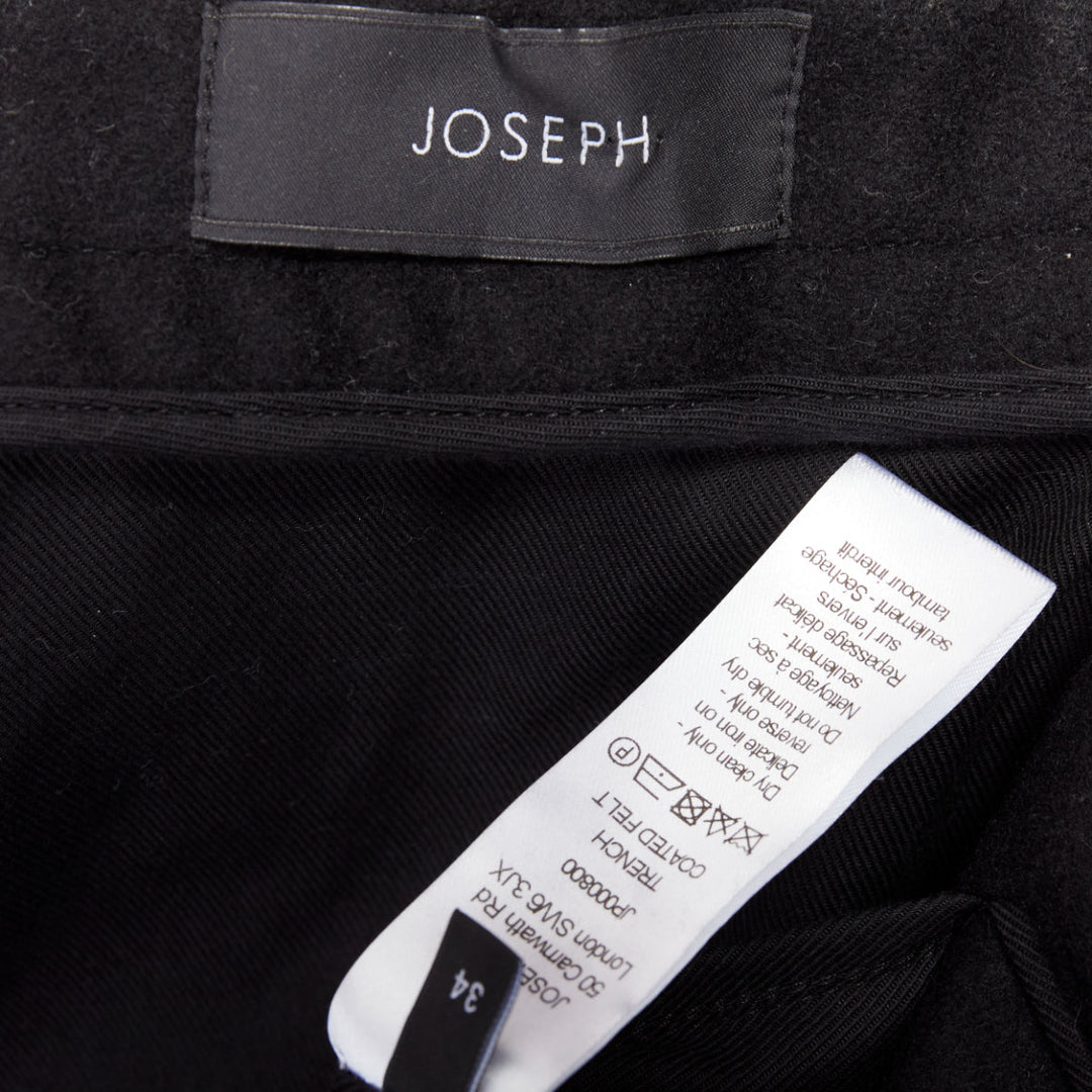 JOSEPH burgundy coated wool felt double breasted trench coat FR34 XS