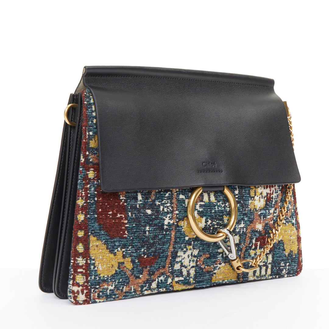 rare CHLOE 2016 Runway Faye Medium  multicolor tapestry leather  shoulder bag