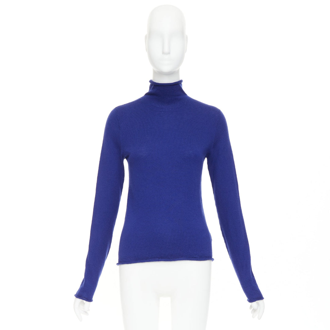 JOSEPH 100% Merino Wool cobalt blue high neck seamless knitted sweater S