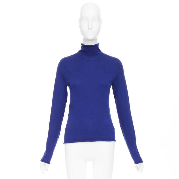 JOSEPH 100% Merino Wool cobalt blue high neck seamless knitted sweater S