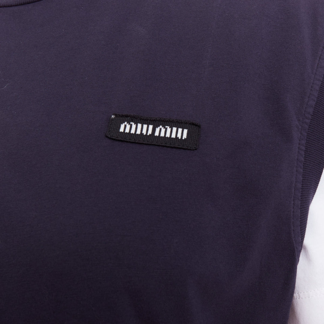 MIU MIU 2024 Set of 3 navy white grey cotton logo jersey layering tshirt M