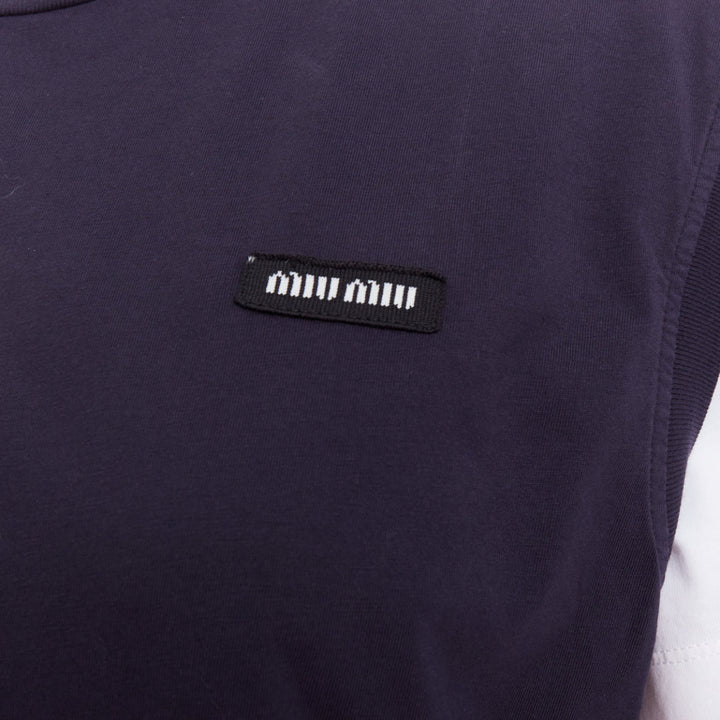 MIU MIU 2024 Set of 3 navy white grey cotton logo jersey layering tshirt M