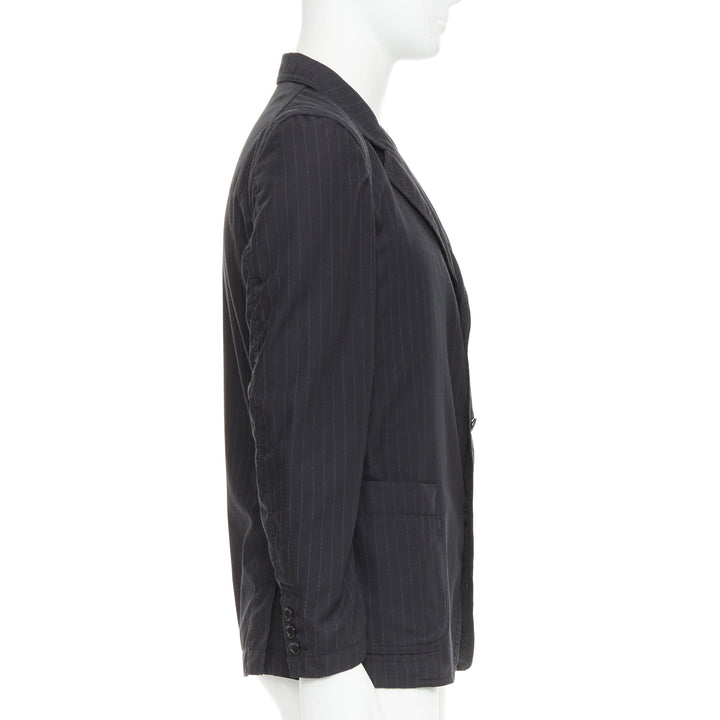 COMME DES GARCONS Homme Deux 2018 grey pinstriped pocketed blazer S