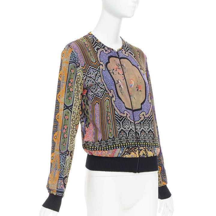 rare VIVIENNE TAM purple Dynasty chinoiserie dragon birds print bomber jacket