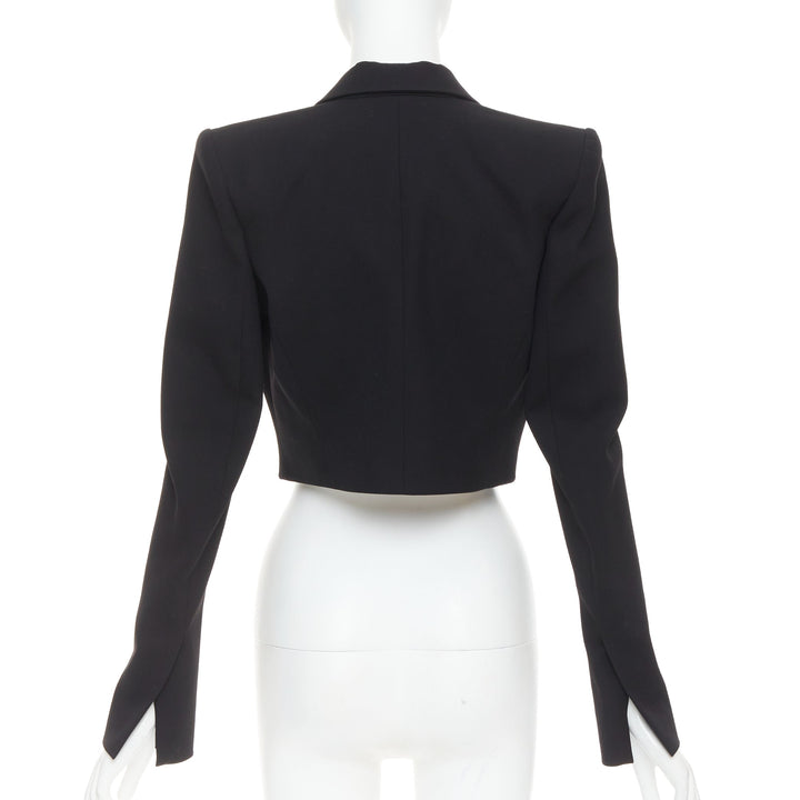 ALEXANDRE VAUTHIER COUTURE black peak lapel cropped blazer short tuxedo jacket