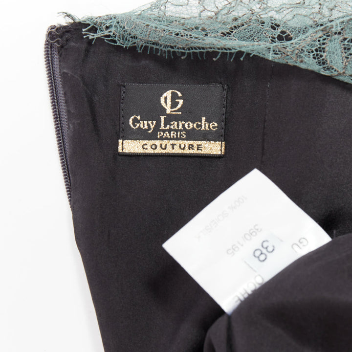 rare GUY LAROCHE COUTURE 2006 Vintage Runway lace mermaid gown dress IT38 XS