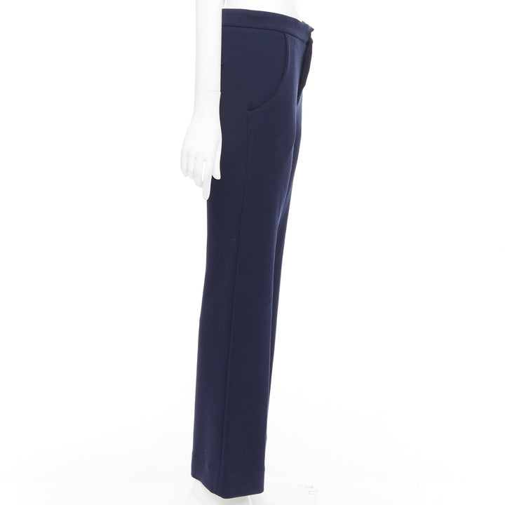 MARNI navy virgin wool blend wide leg mid waist pants IT38 XS