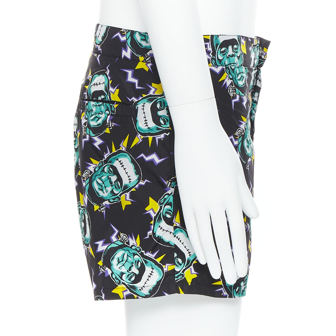 PRADA 2019 Frankenstein print nylon triangle logo swimming shorts IT46 S