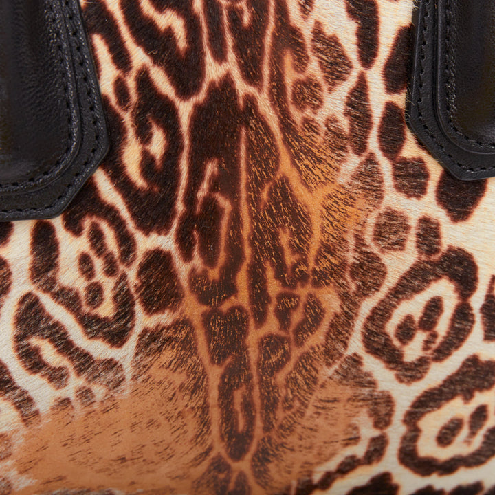 GIVENCHY Antigona brown leopard print calf skin silver logo top handle bag
