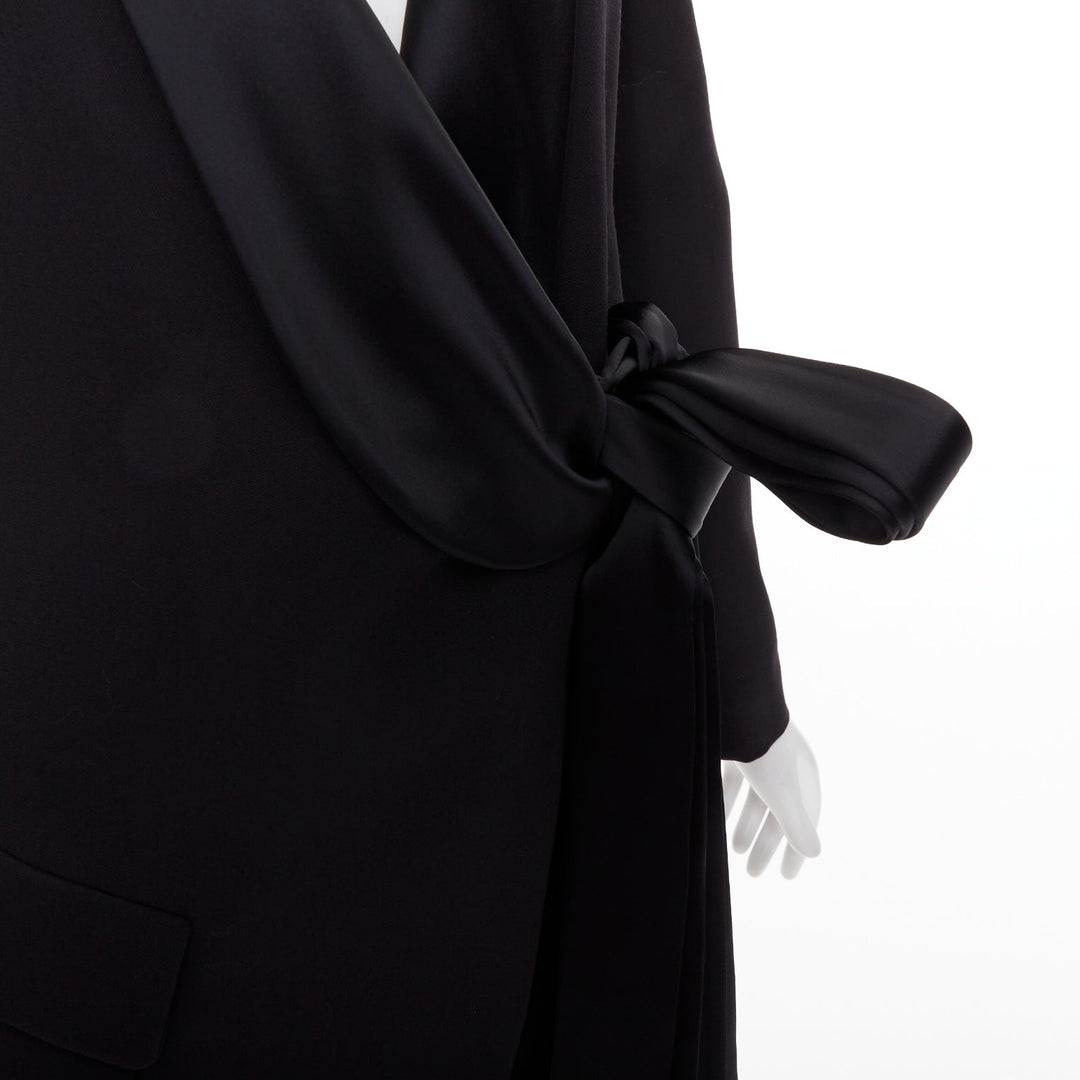 ALEXANDRE VAUTHIER puff sleeve belted tuxedo plunge self tie mini dress FR34 XS