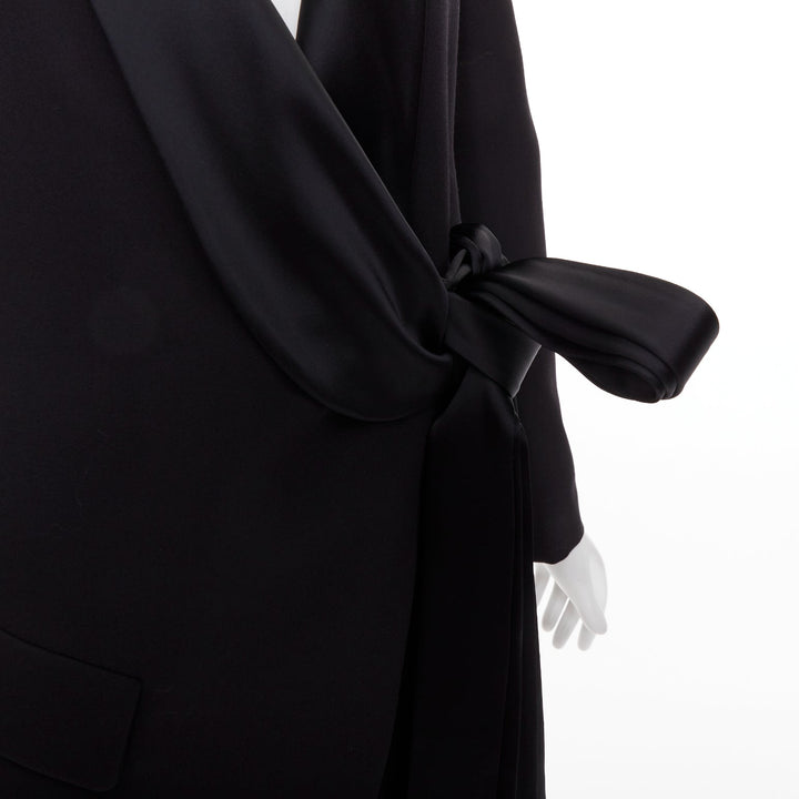 ALEXANDRE VAUTHIER puff sleeve belted tuxedo plunge self tie mini dress FR34 XS