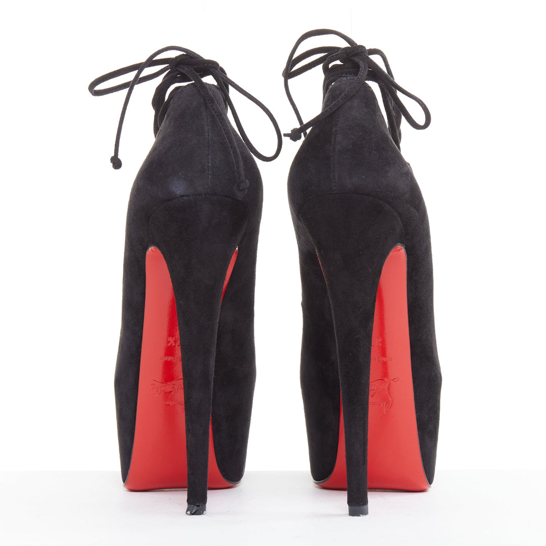 CHRISTIAN LOUBOUTIN Ghildarc 160 suede square toe lace up platform pumps EU37.5