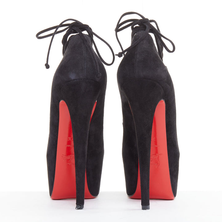 CHRISTIAN LOUBOUTIN Ghildarc 160 suede square toe lace up platform pumps EU37.5
