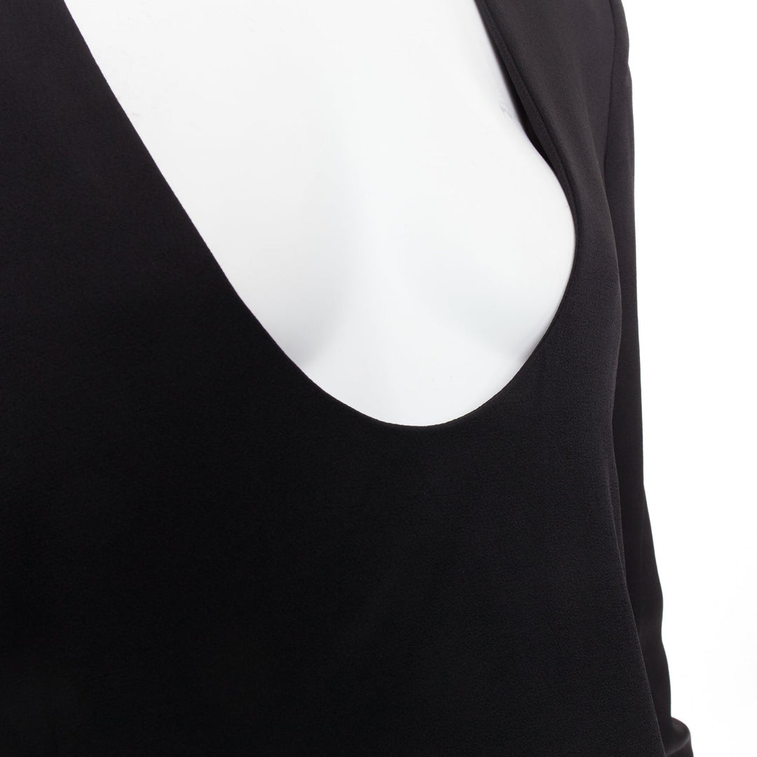ALEXANDRE VAUTHIER COUTURE black padded shoulder scoop neck long sleeve top