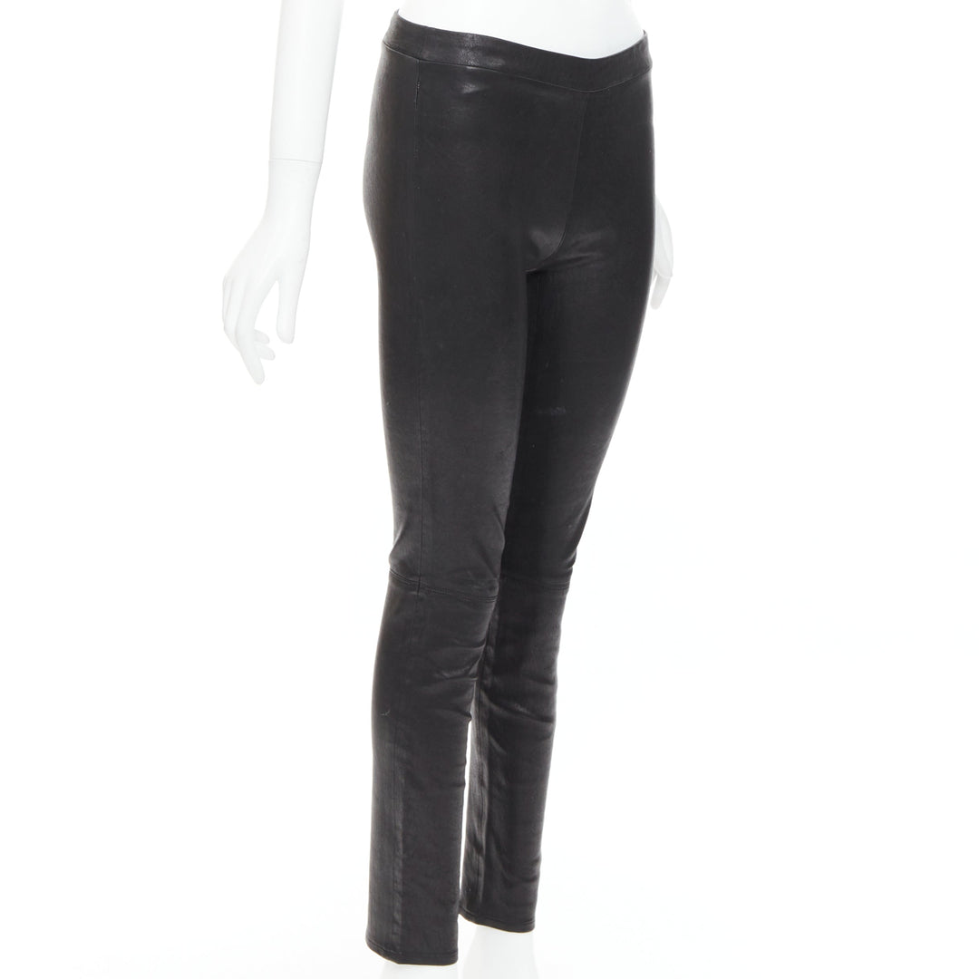 J BRAND black lambskin leather panelled legging pants S