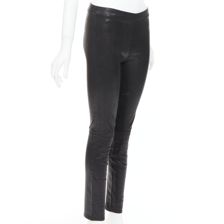 J BRAND black lambskin leather panelled legging pants S