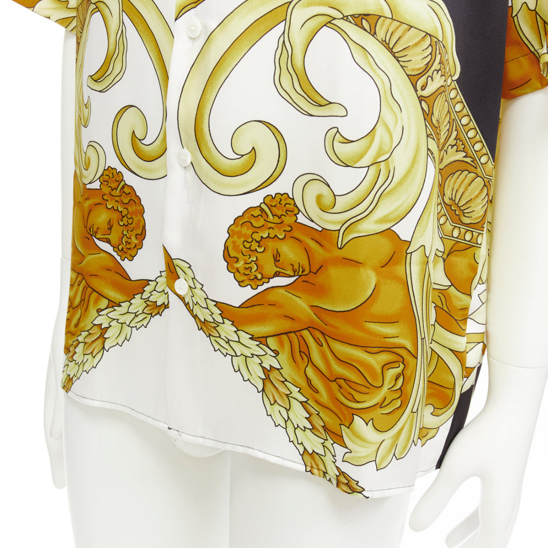 VERSACE Renaissance Barocco gold black white casual shirt IT52 XL