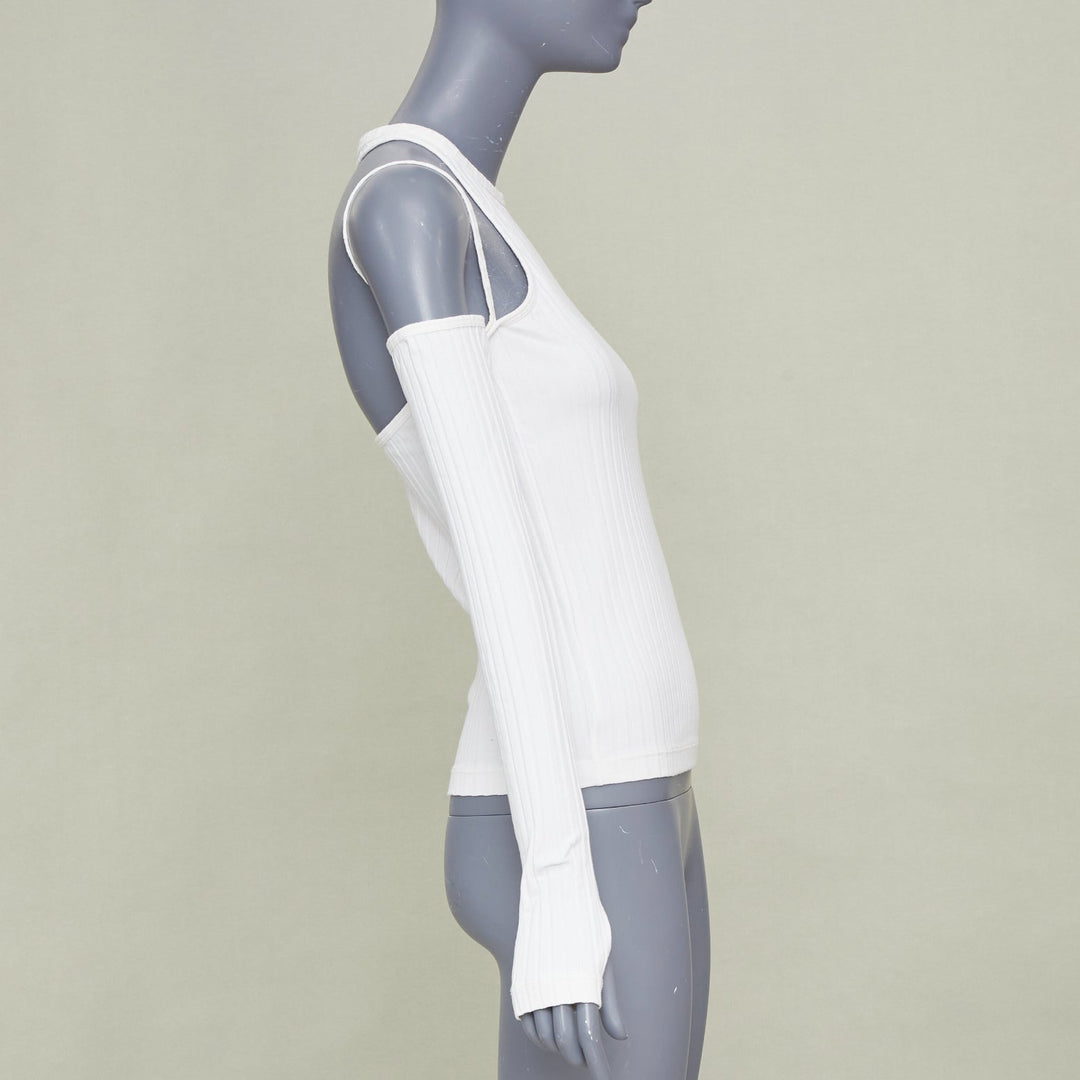 HELMUT LANG 2023 cutout asymmetrical ribbed luxe pima cotton knitwear top S