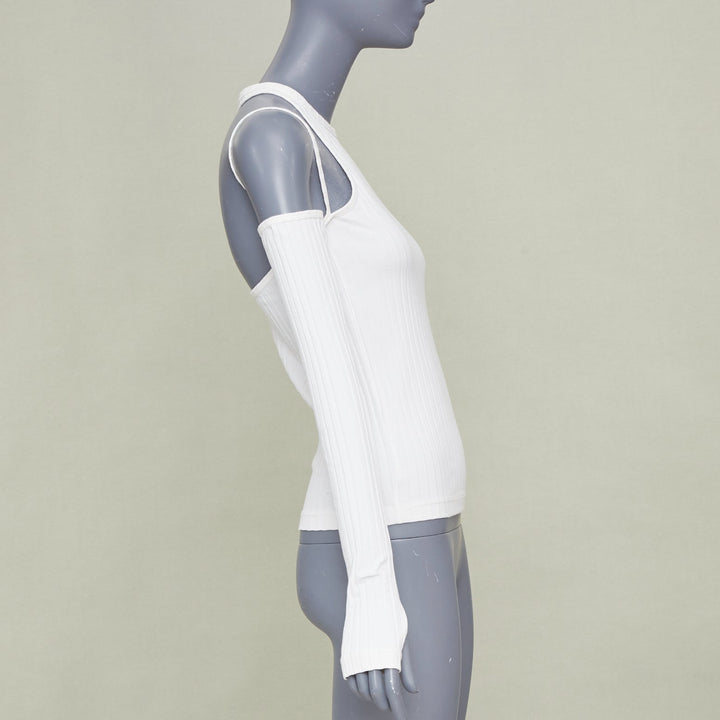 HELMUT LANG 2023 cutout asymmetrical ribbed luxe pima cotton knitwear top S