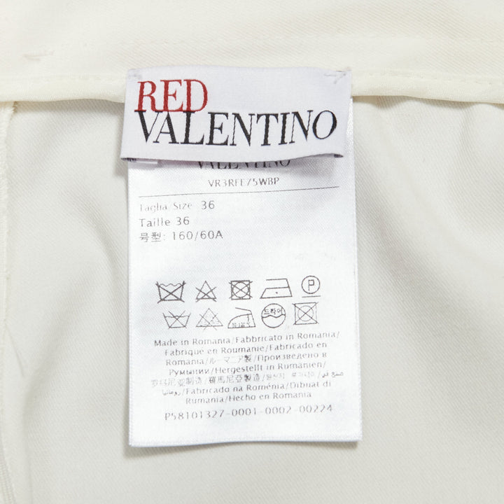 RED VALENTINO cream ribbon bow detail pockets wide shorts IT36 XXS