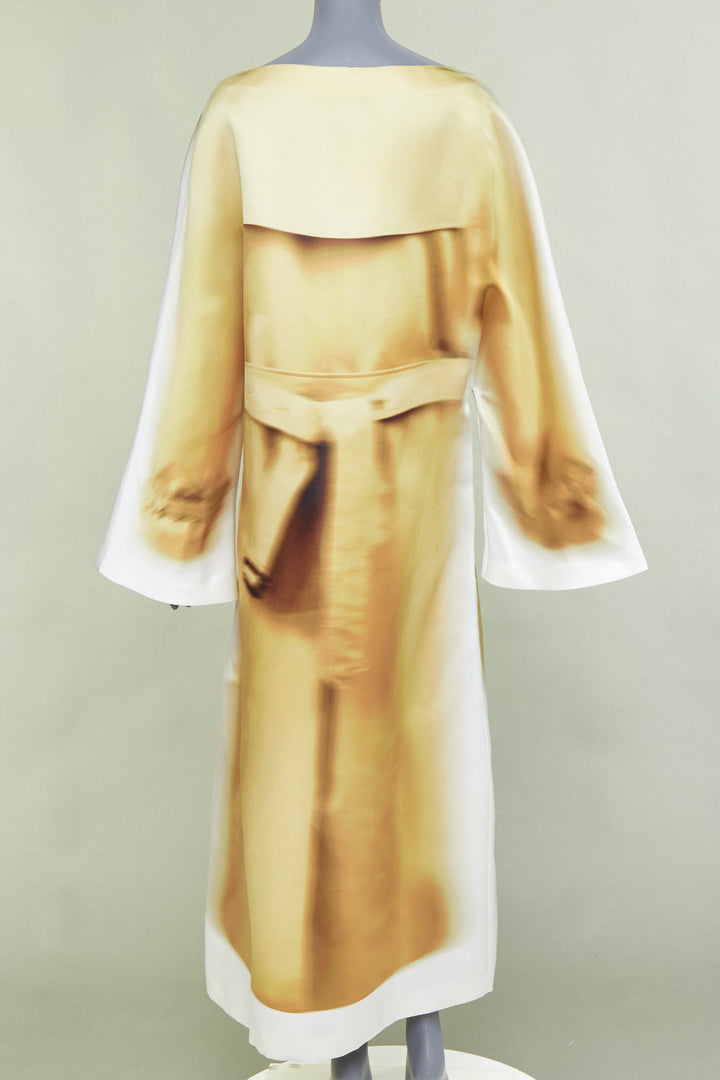 rare LOEWE JW ANDERSON 2023 Runway Trompe Loeil Blurry Trench Coat print dress