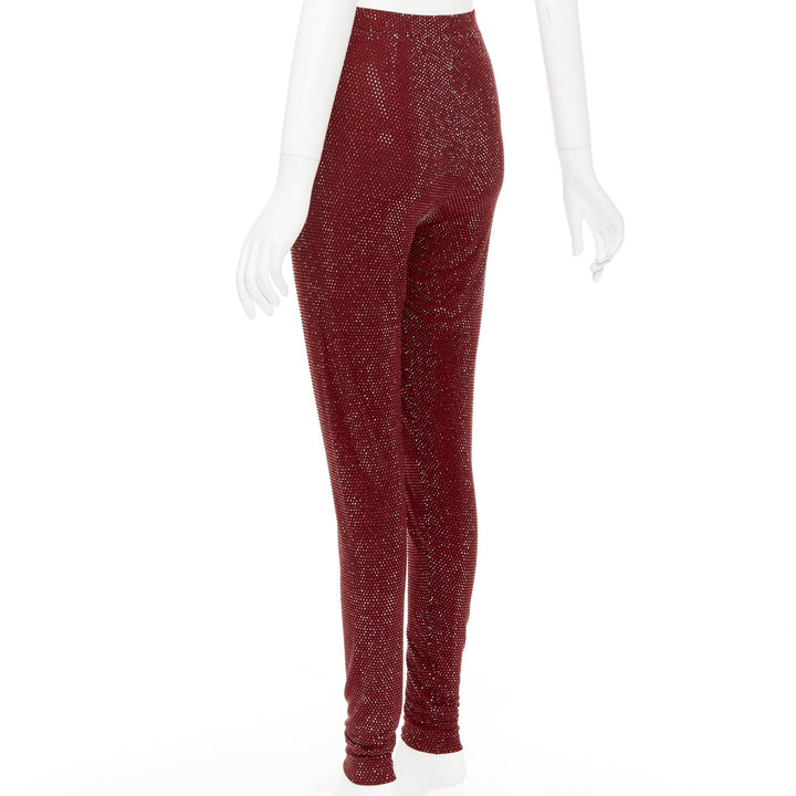 ALEXANDRE VAUTHIER AW2023 Runway Cinnabar red strass crystal legging pants