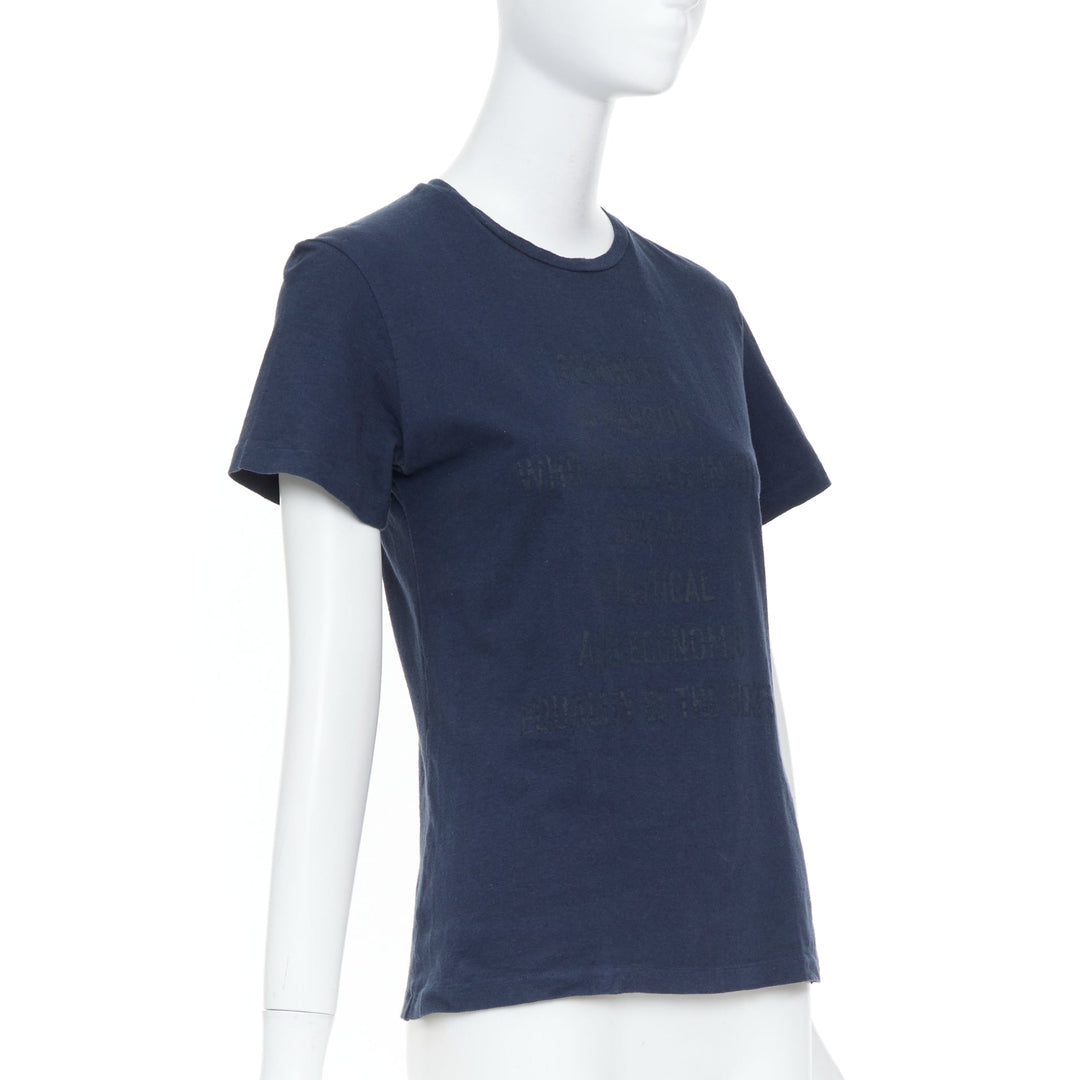 DIOR 2017 Runway Feminist Definition slogan navy cotton linen knit tshirt XS