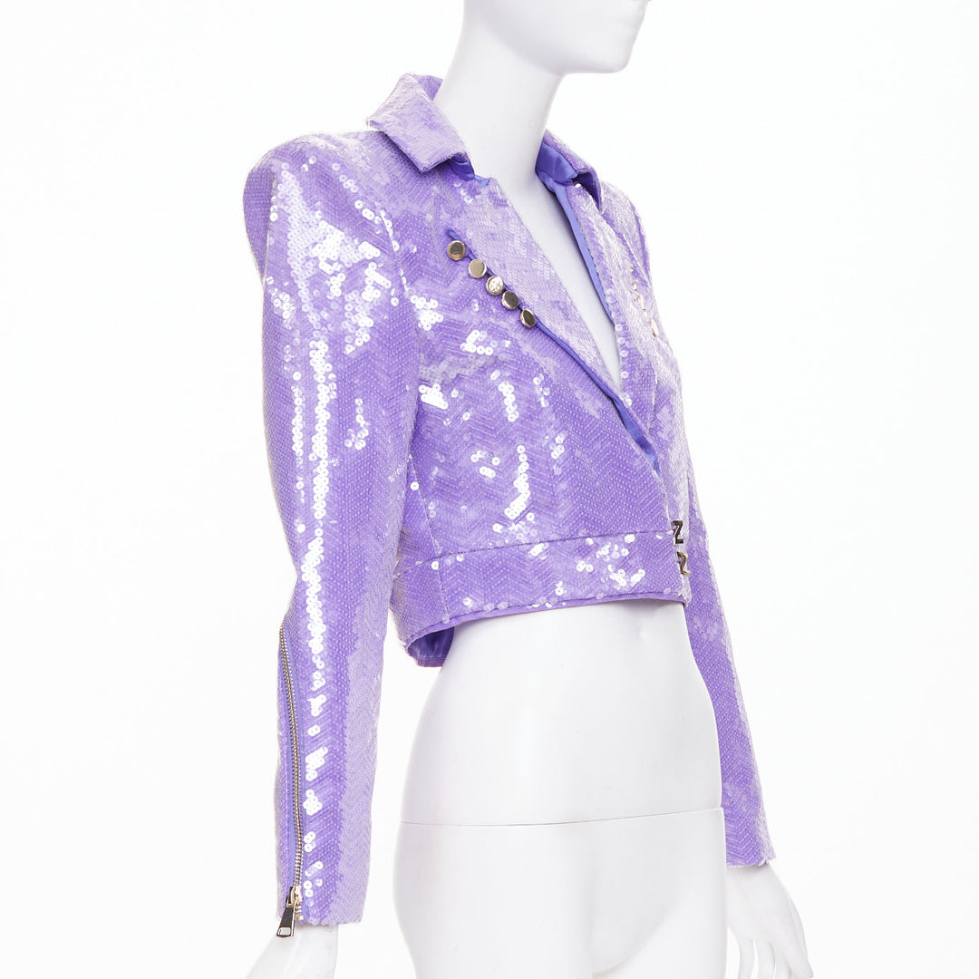 ZHIVAGO That Old Houdini Magic purple pink heat activated sequin jacket UK6 XS