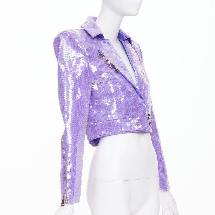 ZHIVAGO That Old Houdini Magic purple pink heat activated sequin jacket UK6 XS