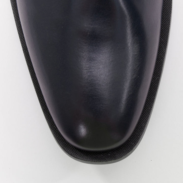 DIOR MEN midnight blue calfskin silver zip minimal ankle boots EU43