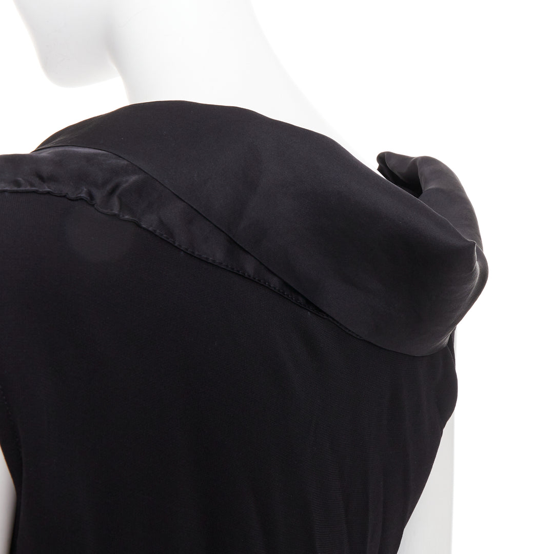 CAROLINA HERRERA black viscose silk bow asymmetric vest top S
