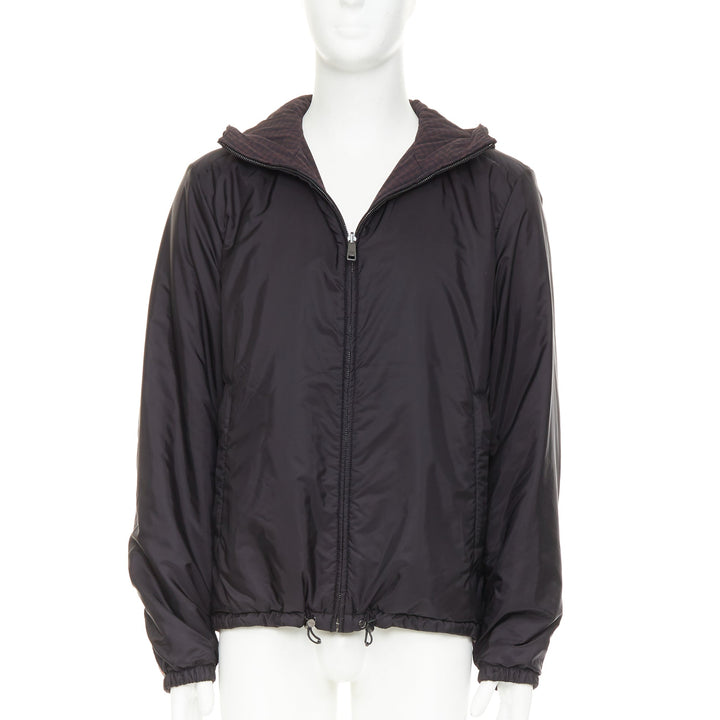 PRADA Linea Rossa 2014 Reversible black burgundy gingham windbreaker IT52 XL