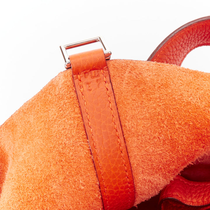 HERMES Picotin 22 orange Clemence leather palladium hardware tote bag MM
