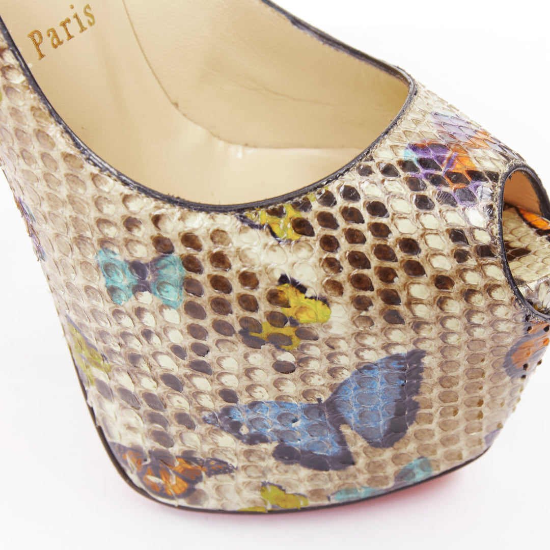 CHRISTIAN LOUBOUTIN Highness 160 butterfly leather platform peep heels EU36