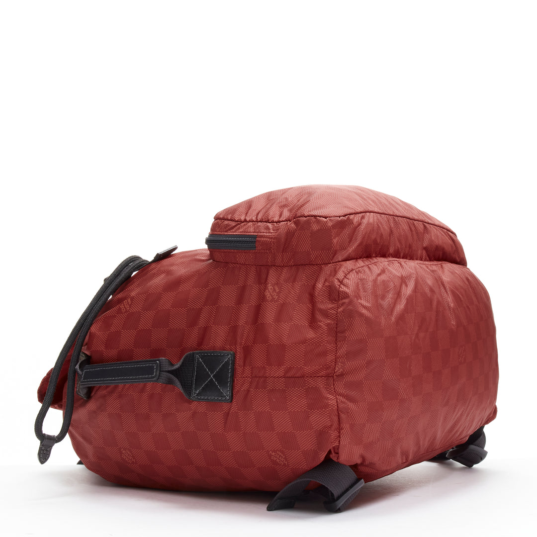 LOUIS VUITTON Cup 2012 red LV Damier nylon foldable backpack