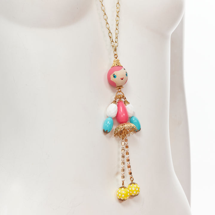PATCH NYC colourful wood puppet doll charm necklace