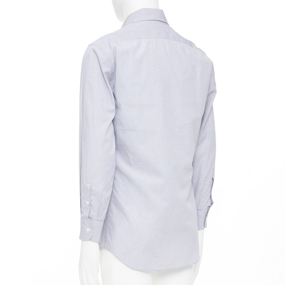 PRADA grey cotton micro checks long sleeve tailored formal collared shirt EU39 M