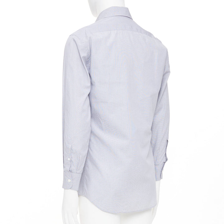 PRADA grey cotton micro checks long sleeve tailored formal collared shirt EU39 M