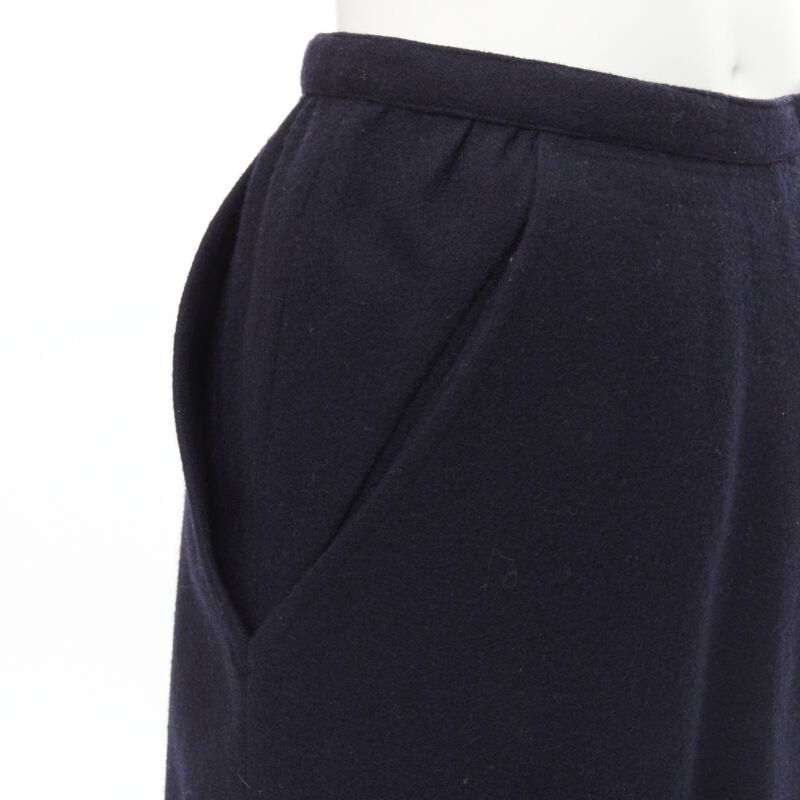 COMME DES GARCONS 1980s Vintage blue wool angular pocket layered hem skirt S