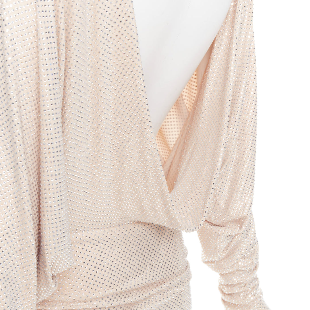 ALEXANDRE VAUTHIER Bridal ivory diamond strass crystal batring cowl back dress