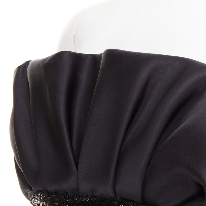 ALEXANDRE VAUTHIER SS2024 Runway black satin ruched sequin cummerband mini dress
