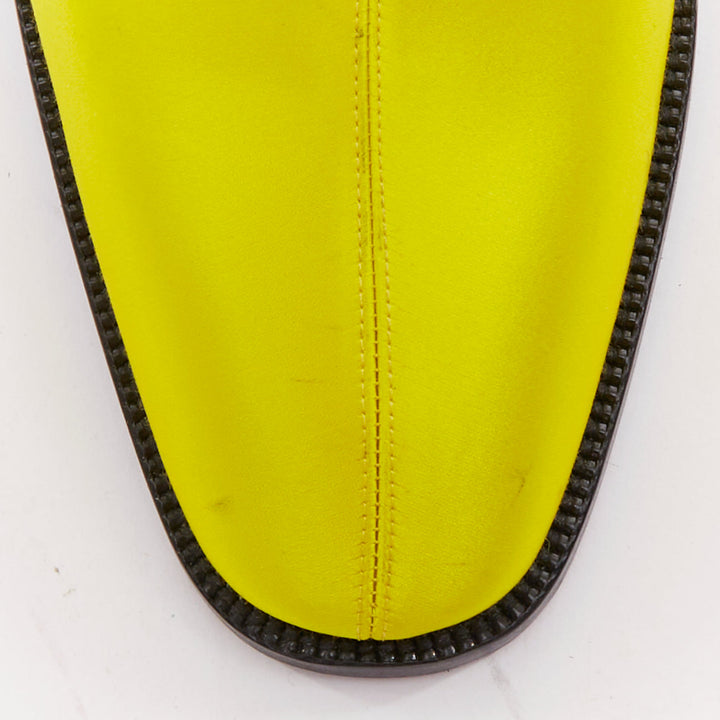 rare CHRISTIAN LOUBOUTIN Morgan Fleur 70 yellow satin blossom western boots EU43